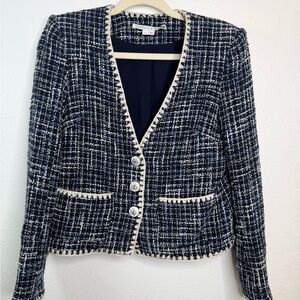 Veronica Beard ‘Bosea’ Tweed Navy/Cream Blazer Size 6
